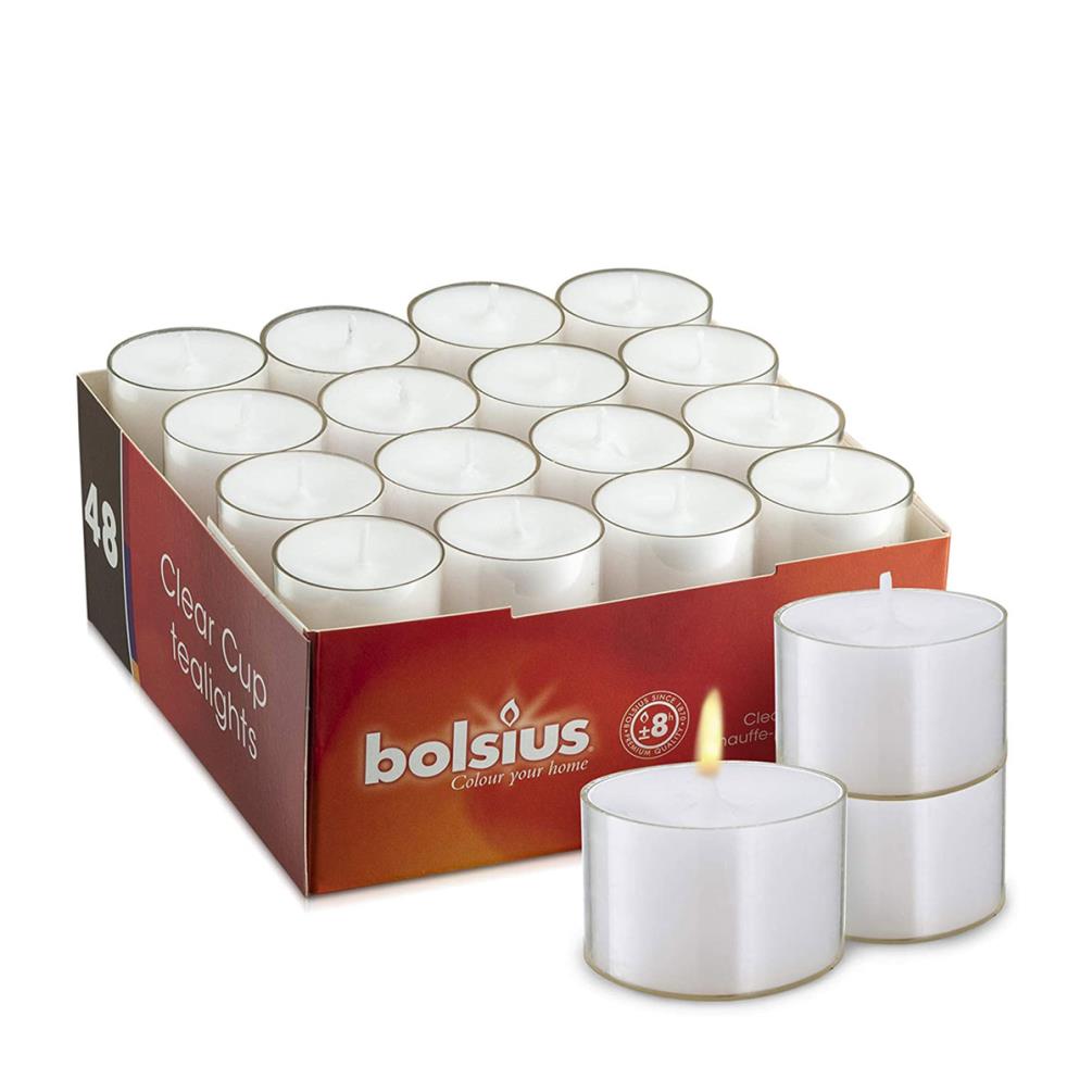 Bolsius Clear Cup 8 Hour Tealights (Pack of 48) £15.29